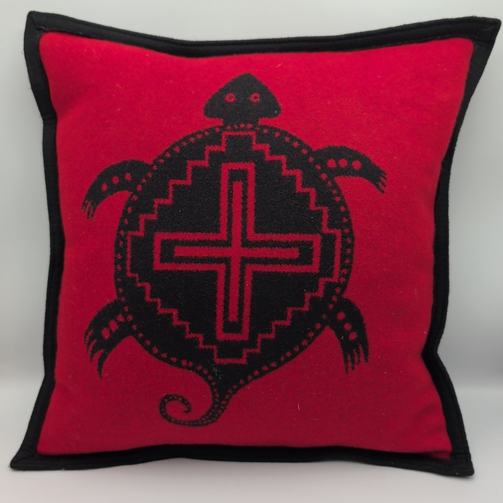 Pendleton Wool Pillow Creation Turtle Throw Red Black Double Sided Chief Joseph